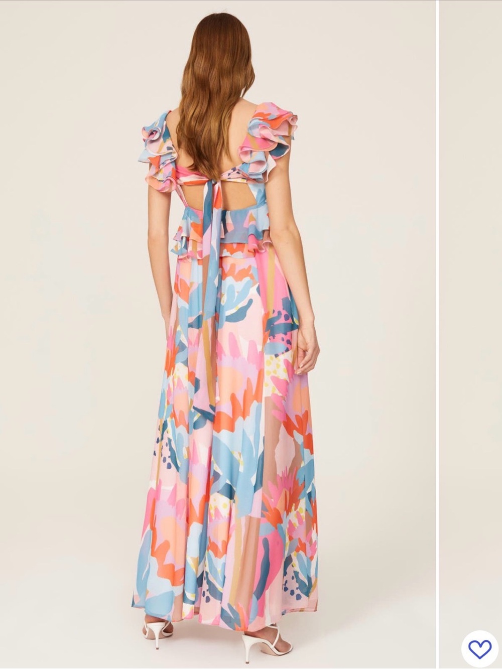 Colorful Floral Ruffle Back Tie Maxi Dress - spring wedding guest dress